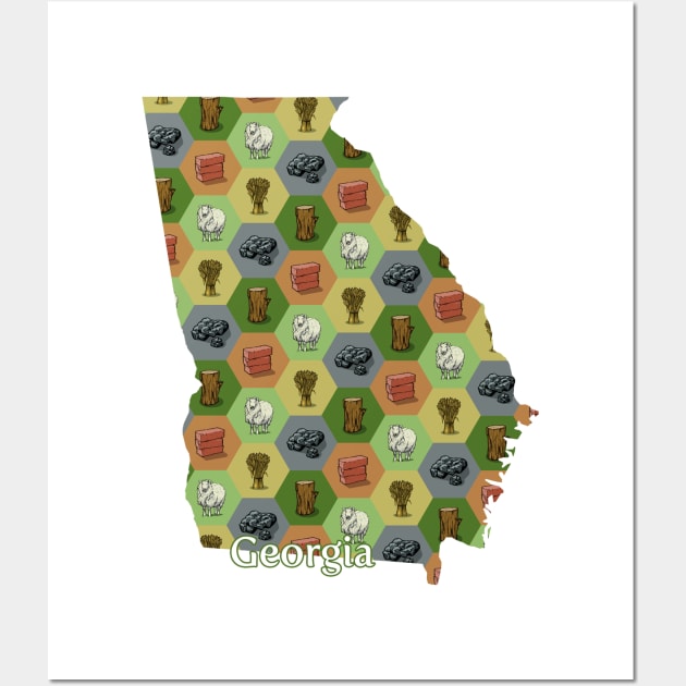 Georgia State Map Board Games Wall Art by adamkenney